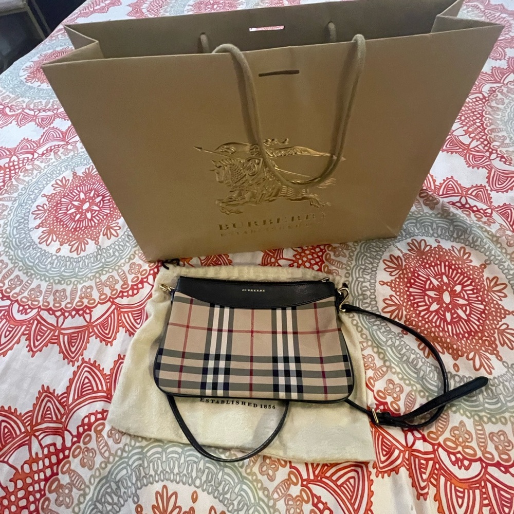 Burberry Plaid Crossbody Bag - Black and Tan